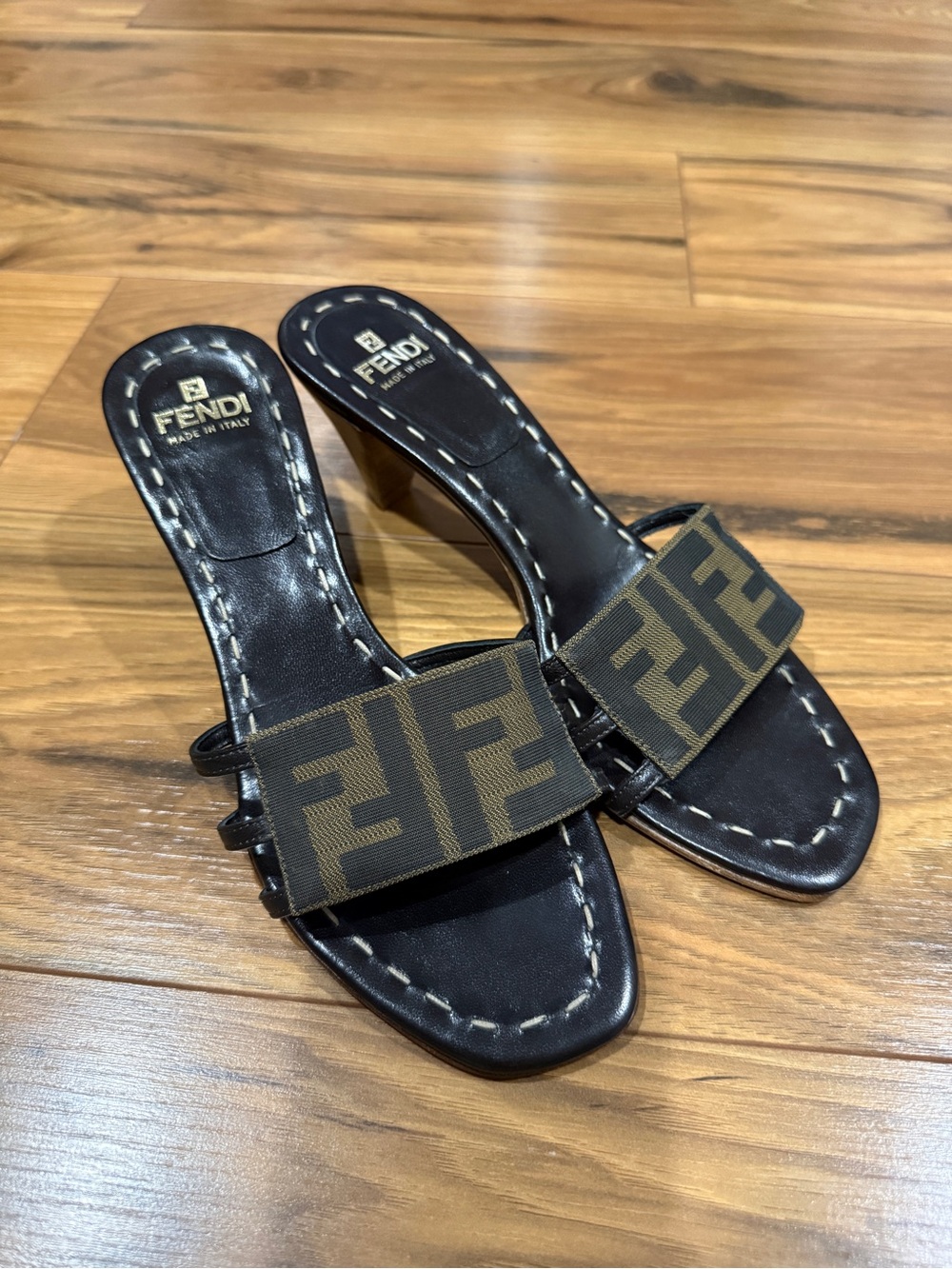 Fendi FF Monogram Mules Size 36